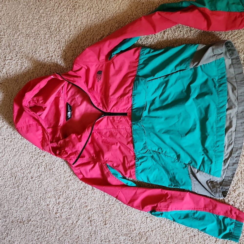 The North Face Pink and Teal Anorak Pullover Jacket - Size Small